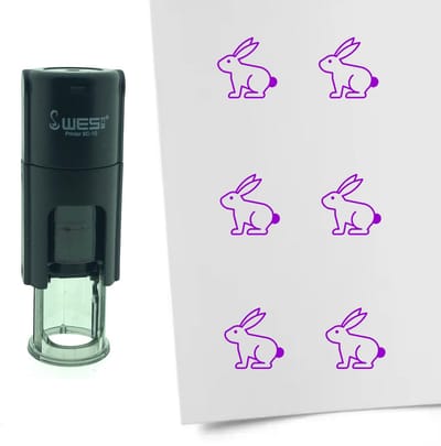CombiCraft Stempel Paashaas 10mm rond - paarse inkt