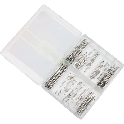 100 Jeux d'Aiguilles de Montre en Acier Inoxydable Barres de Pression de Bracelet à Friction avec Extrémités Rivetées Outils de Réparation de Montre Taille 12mm à 26mm white