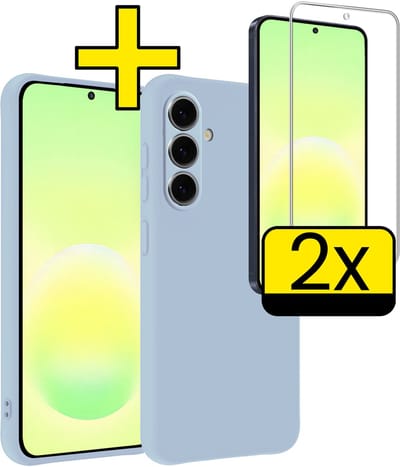 Hoesje - Met 2x Screenprotector - Geschikt voor Samsung Galaxy A57 - Sterk & Shockproof - Back Cover - Siliconen Case - Telefoon Hoes - Telefoonhoesjes - Lichtblauw
