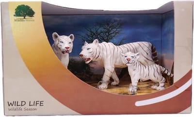PIA Soft Toys - Witte Tijger familie in Showbox - PVC - Wildlife - 12cm