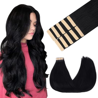 Tape in Haarverlenging Echt Menselijk Haar 55cm Diep Zwart - 10 Stuks