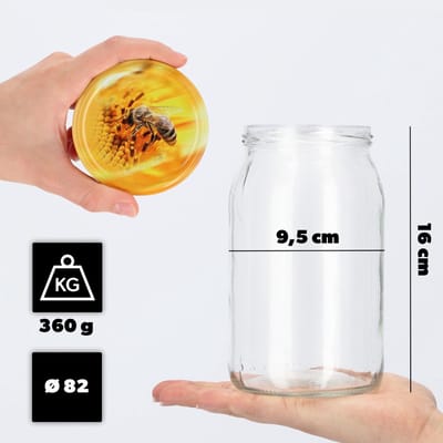 KADAX Wekpotten 900 ml, inmaakpot voor inmaakpotten, inmaakpotten voor schroefdeksel, geschikt als jampot, voorraadpot, conservenglas (8 stuks, bijen)