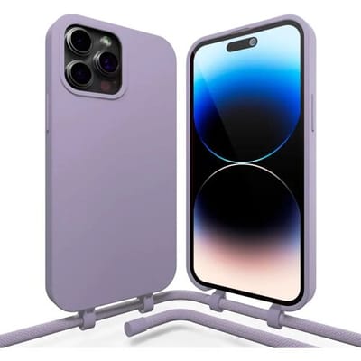 Coverzs siliconen hoesje met koord geschikt voor de Apple iPhone 16 Pro hoesje - telefoonhoesje met afneembaar telefoonkoord - verstelbaar telefoonkoord - koordhoesje - TPU / siliconen materiaal (rood)