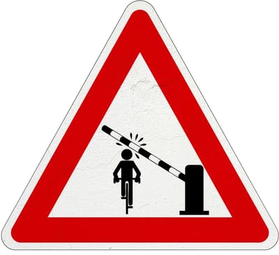 Pas op slagboom fietser bord | Sign Again materiaal | 30 cm