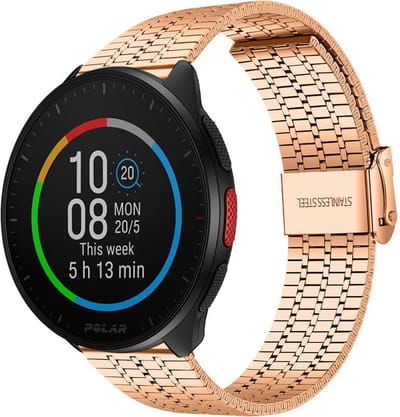 Strap-it Luxe roestvrij stalen smartwatch band - geschikt voor Polar Pacer / Ignite / Ignite 2 / Ignite 3 / Unite - rosé goud
