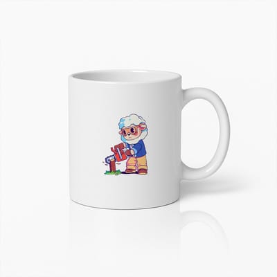 Schattige Schaap Tuinier Cartoon Mok – Leuk Dierenliefhebber Koffiebeker