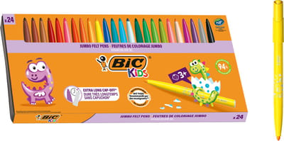 BIC Kids Visacolor XL Kleurstiften met Brede Punt - Verschillende Kleuren, Doos van 24 Stuks