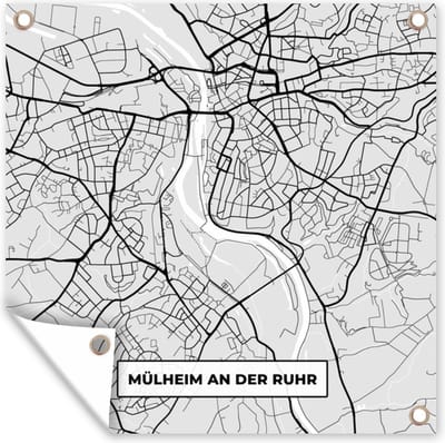 Tuin poster Mülheim An Der Ruhr - Kaart - Stadskaart - Duitsland - Plattegrond - 200x200 cm - Tuindoek