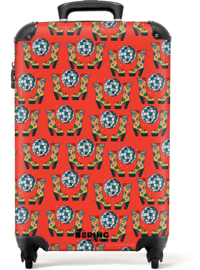 NoBoringSuitcases.com - Koffer - Retro disco laarzen patroon kleurrijk - Past binnen 55x40x20 cm en 55x35x25 cm - Trolley handbagage - Valiezen met wieltjes volwassenen - Reiskoffer op wielen - Rolkoffer lichtgewicht