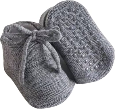 Gebreide Babyslofjes Antislip | Grijs | Ivy and Soof