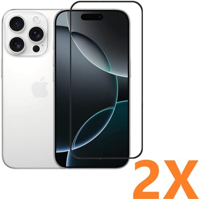 Screenprotector Glas - Full Coverage Tempered Glass Screen Protector [volledige dekking] - 2x Geschikt voor: Apple iPhone 16 Pro Max