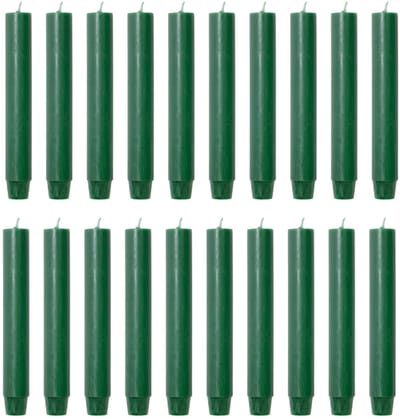 Rustik Lys chique mooie dinerkaarsen pak van 20 stuks 2.6 x 18 cm in de kleur Jachtgroen