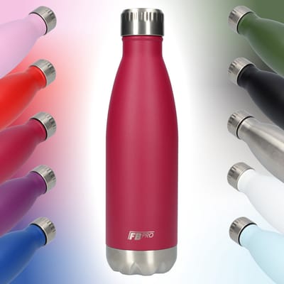 RVS Thermosfles - Waterfles - Drinkfles - Thermoskan - Isoleerkan - Modern design - Compact formaat - Ideaal voor warm en koud weer - Dubbelwandig - 500ML - Fuchsia Rood - Fuchsia Red