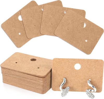 100 stuks oorbel display houder kaarten, 1,77 x 1,26 inch bruine oorbel display kaarten, Kraft papieren oorbellen tags, opknoping sieraden display kaarten voor verkoop, display,