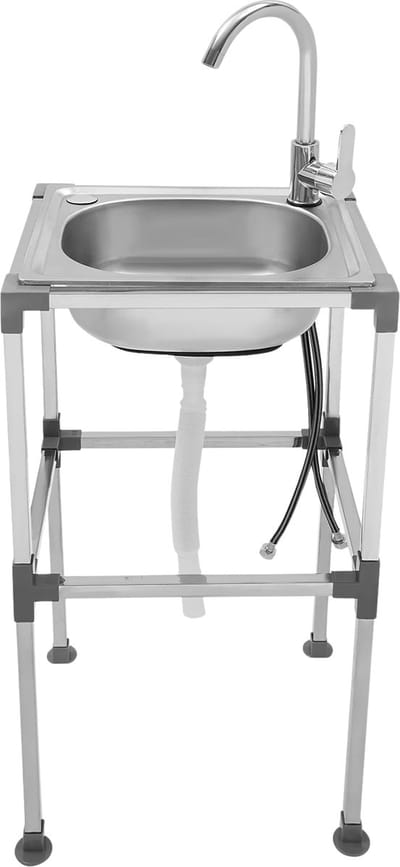 Benelux Select Spoelbak – Spoelbak Met Kraan – Wasbak – RVS – Vrijstaand – Binnen & Buiten – Anti-slip - 38 x 33 x 75 cm