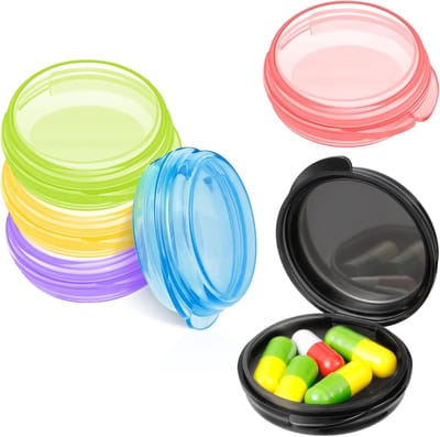 6-packs kleine pillendoos - reispillendoos - draagbare mini-medicijndoos voor dagelijks gebruik in zak, tas of aktetas, opbergdoos voor levertraan - heldere kleur