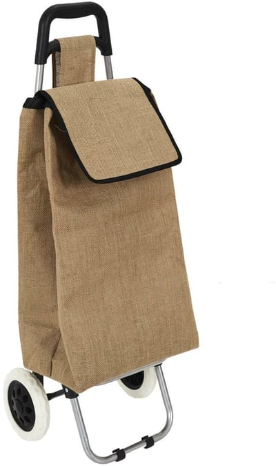 Trendoz Boodschappentrolley Shopping - jute beige - 31 x 26 x 95 cm - 50 liter - boodschappentas op wielen