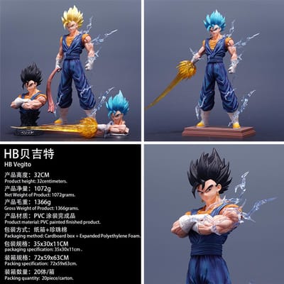 Dragon Ball Z HB Vegito GK Verzamelbeeldje Super Saiyan Anime Desktopmodel Cadeau voor Jongens Vegetto Bejitto Fusie Groot 30cm