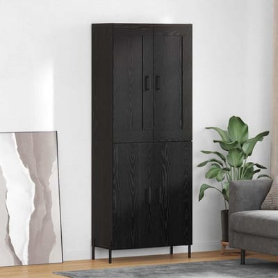 vidaXL - Highboard - 2 - st - Zwart - Eiken - 69,5 - x - 34 - x - 180 - cm - Bewerkt - hout