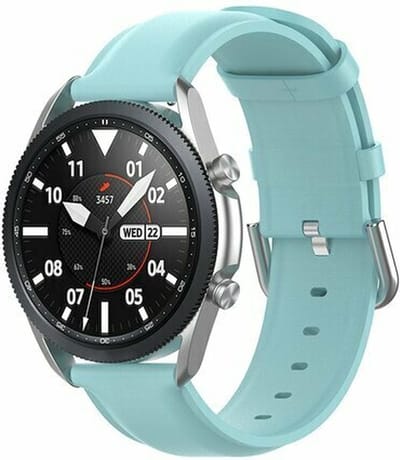 By Qubix - Geschikt voor Garmin bandje - Geschikt voor Garmin Vivoactive 4 / 4L - Classic leren bandje - Blauw - Smartwatch bandje 22mm