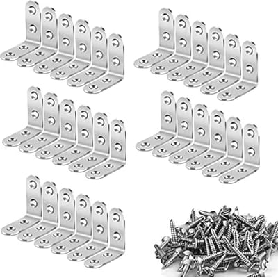 Roestvrijstalen Hoekverbinder 90 Graden 40 x 40 mm - Set van 30 met Schroeven