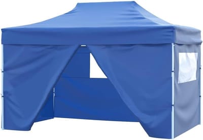 Partytent Opvouwbaar - Tuintent Paviljoen - Outdoor Evenementen - Waterdicht Uv-bestendig - 3 x 4 m - Staalblauw