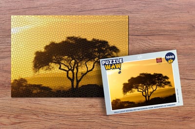 Puzzel Gele lucht boven het Nationaal park Serengeti in Tanzania - Legpuzzel - Puzzel 1000 stukjes volwassenen