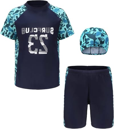 Zwemshorts voor Jongens met UV Bescherming, Inclusief Zwemcap en Rash Guard, Maten 98-164 cm