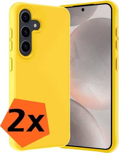 Hoes - 2 Stuks - Geschikt voor Samsung Galaxy S24 - Sterk & Shockproof - Case Siliconen - Back Cover - Telefoon Hoes - Geel