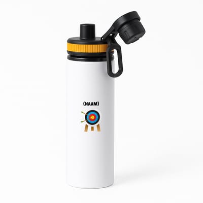 Hacebo® - Dartbord met eigen naam waterfles met draaidop oranje - Dartbord - mensen die houden van darten - gepersonaliseerde - sport - darters - verjaardagscadeau - kado - gift - geschenk - verrassing - water fles - 850ML