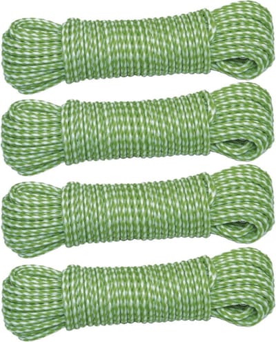 AMIG Paracord touw - 4x - 10 meter - D4mm - 100kg - PP/PE - lichtgroen/wit