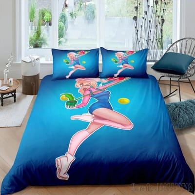 Schattige Princess Peaches 3D-geprinte dekbedovertrekset, HD-dekbedovertrek voor kinderbeddengoed, beddengoed, slaapkamerdecoratie EU Double 200x200cm
