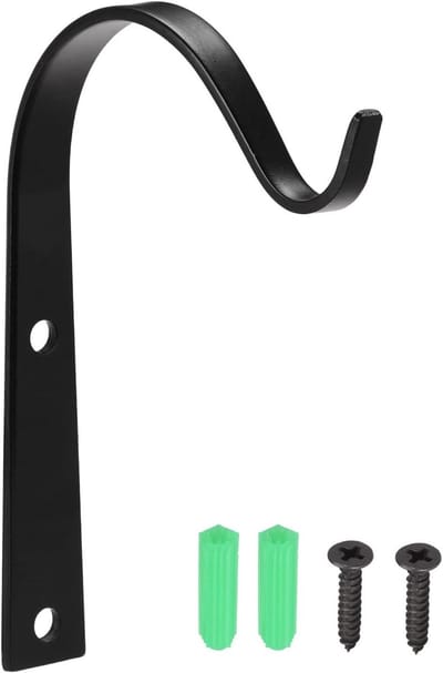 2 Stuks Wandhaken met Bevestigingsschroeven, Perfect voor Planten, Lantaarns en Decoratie in Huis en Kantoor (Zwart 4.3x3)