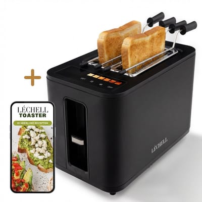 Léchell® Toaster - Broodrooster met tostiklemmen - Extra brede sleuven- 6 Warmteniveaus - Instelbare bruiningsstand en ontdooifunctie - 900W - Zwart - Inclusief E-book met 10 heerlijke recepten