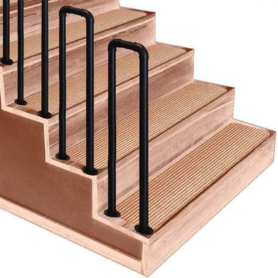 U-vormige trapleuning - Veiligheid handrail - Veilig traplopen - Smeedijzer industrieel design - 35-95cm hoogte - Zwart