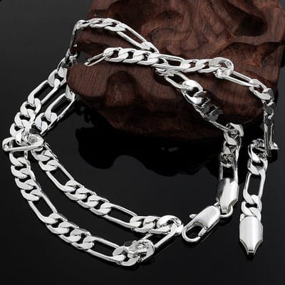 Sterling 18K goud Kettingen 20 Inch 6MM zijwaartse schakelketting voor Heren Dames mode Sieraden Bruiloftsfeest black