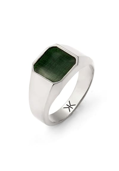 KUZZOI - Ring - Zegelring Heren Vierkant Email 925 Sterling Zilver -