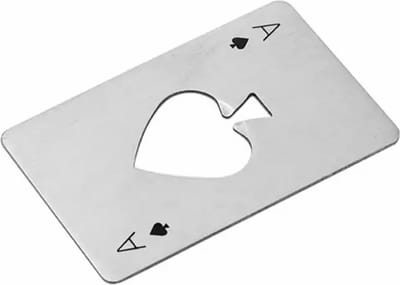 New Age Devi - Schoppenaas multitool voor bierliefhebbers - 1 Stuk - RVS flesopener - pokerkaart - schoppen - soda Cap opener (zilver)