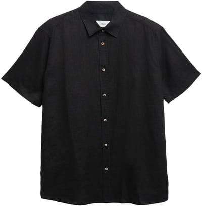 Lichte klassieke linnen shirt met Italiaanse kraag en afgeronde onderkant s.Oliver