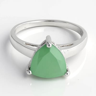 Cavill - Zilveren ring 925 sterling - Groene Chalcedoon 1,77 ct triljant - Elegante minimalistische damesring met prong zetting