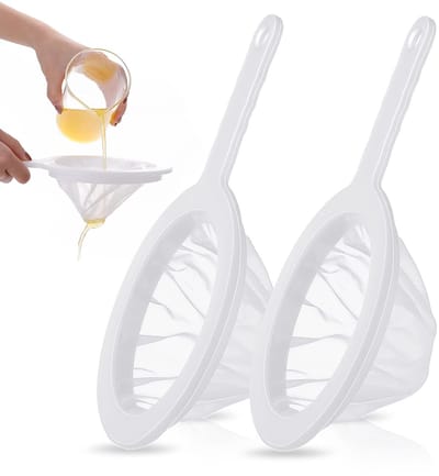 Dailygoods- Nylon Zeef Fijnmazig - 2-delige Set - Ultrafijne Keukenzeef - Gemakkelijk te Wassen - Handgrepen - Ideaal voor Koken en Bakken