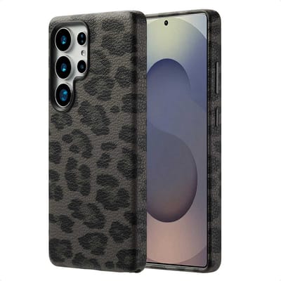 Selencia Hoesje - Geschikt voor Samsung Galaxy S25 Ultra - Sabi Backcover panterprint met Magnetische Ring - Midnight Black