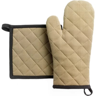 Set van keukenhandschoenen en ovenwanten van gerecycled materiaal Grace Winkler