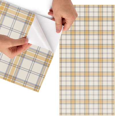 Tulup Meubelfolie - Geometrisch raster Decoratiefolie - 75x150 cm - Romig Meubelfolie - Meubelfolie Zelfklevend - Geometrische Meubelfolie - Wrapfolie Keuken - Wanddecoratie - Achtergronden en patronen