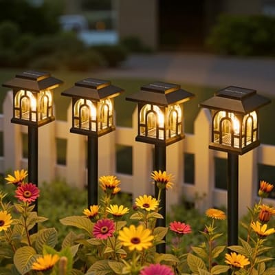 Zonnelampen voor Buiten - 4 Stuks Vintage | Waterdicht en Energiezuinig | Warm Wit Licht voor Tuin en Terras