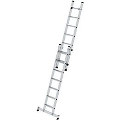 Munk trapladder, 2-delig, nivello® traverse, stabiel op ongelijke ondergrond, voor binnen en buiten, 14 treden