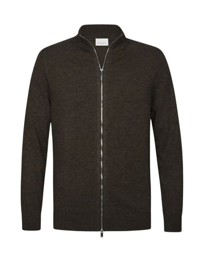Profuomo Cardigan Full Zip Vesten Bruin Ppxj30013