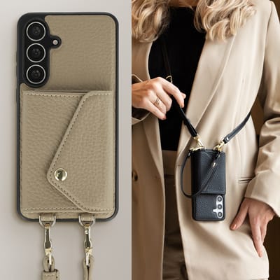 Selencia Hoesje - Geschikt voor Samsung Galaxy S25 FE - Sera Koordhoes met pashouder envelop - Taupe