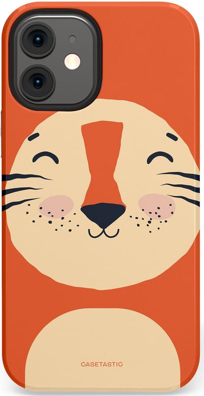 Casetastic hoesje geschikt voor Apple iPhone 12 Mini - Dubbellaagse bescherming - Knuffelkopjes tijger - Fashion Case - Terracotta Zand