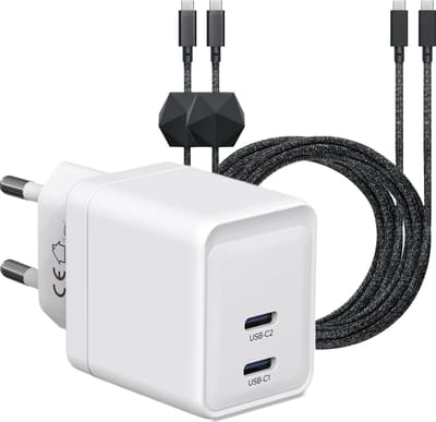 35w usb C Oplader 2 Poorten 3 Meter voor Galaxy A57, A56, A55, A54, A36, A35, A34, A33, A26, A25, A24, A23, A17 5G, A16, A15 Snellader Set Zwart